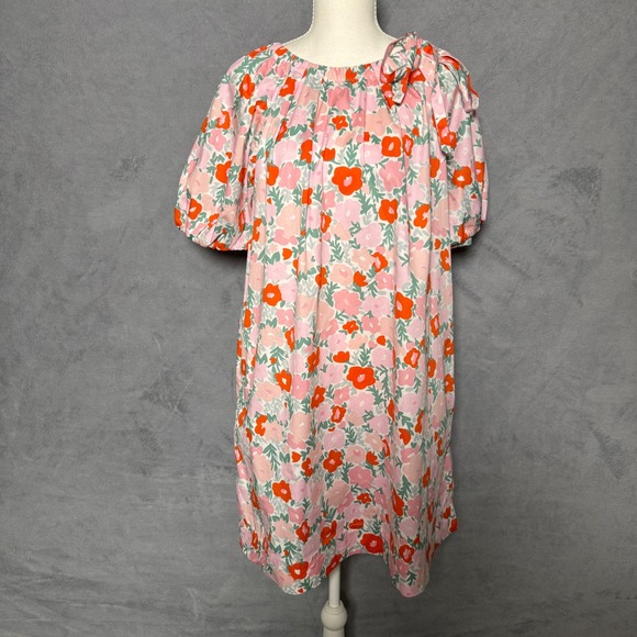 Free Assembly Dresses & Skirts - Free Assembly Size M floral puff sleeve mini dress cottagecore bow Organic Cotto